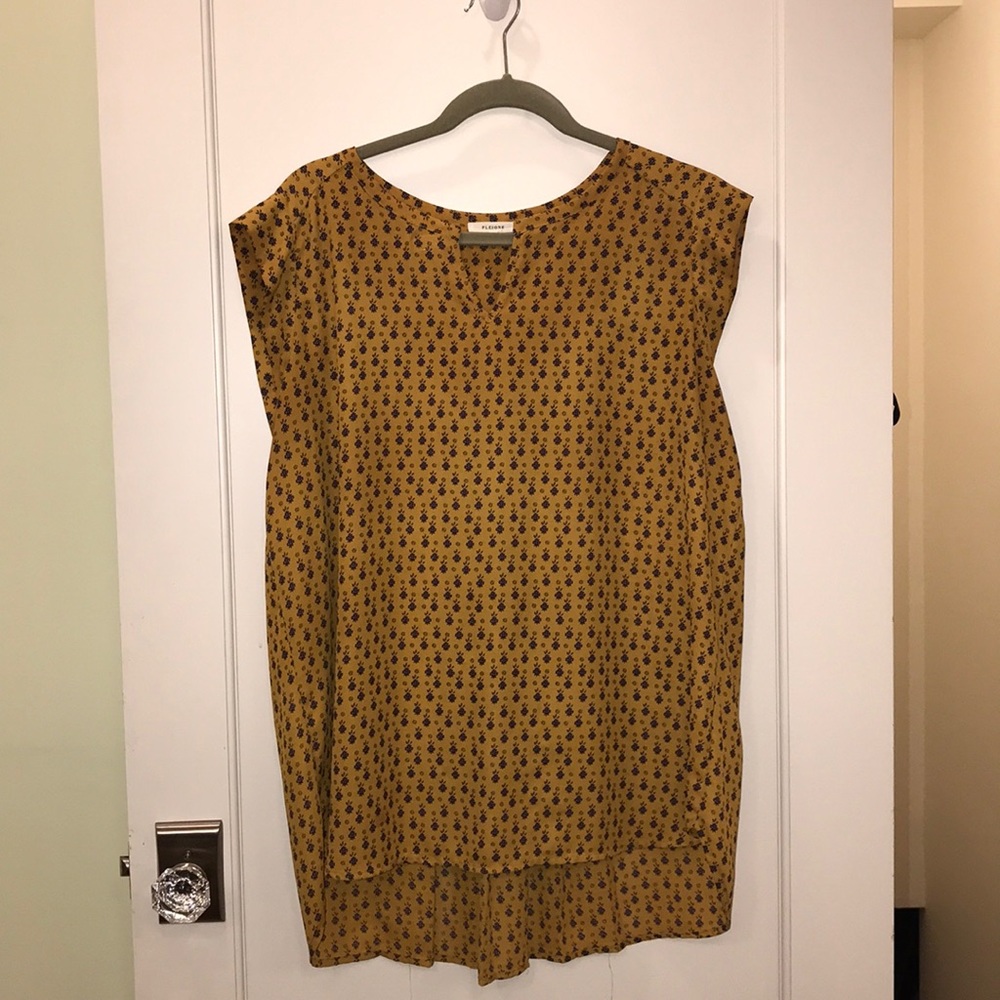 Pleione Mustard Floral Blouse